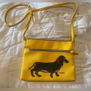 Marc Tetro Yellow Dachshund Dog Crossbody Bag